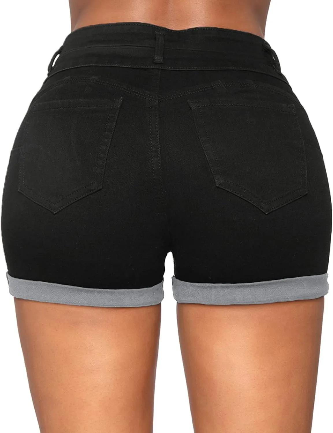 Romastory Womens High Waisted Jean Shorts Comfy Stretchy Workout Denim Shorts for Women