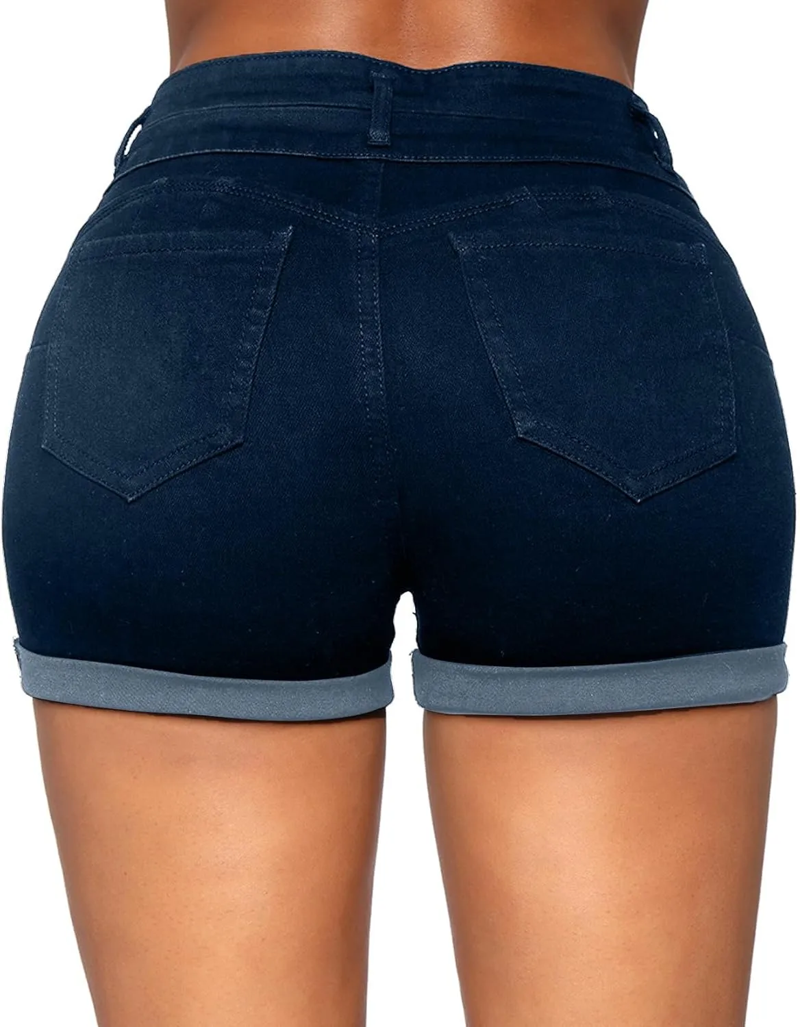 Romastory Womens High Waisted Jean Shorts Comfy Stretchy Workout Denim Shorts for Women