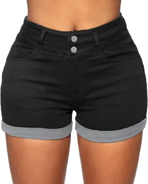 Romastory Womens High Waisted Jean Shorts Comfy Stretchy Workout Denim Shorts for Women