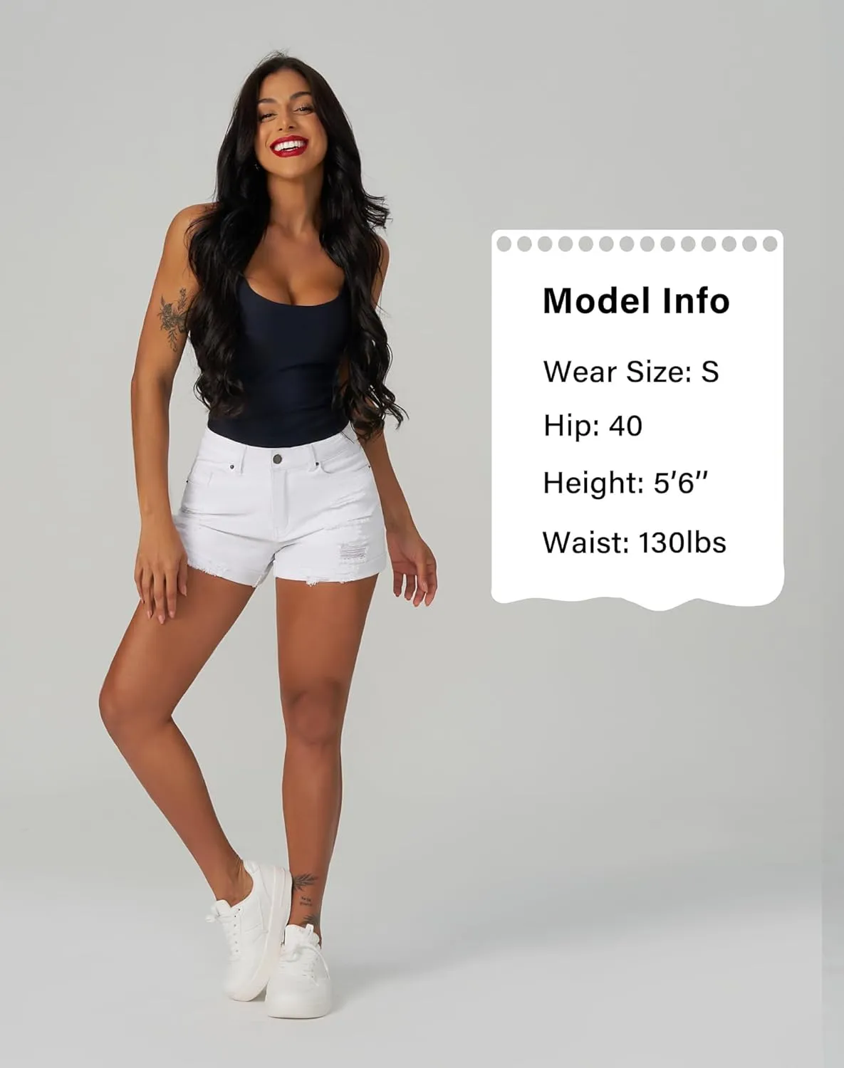 roswear Women's Summer Mid Rise Ripped Denim Shorts Stretchy Butt Lifting Jean Shorts