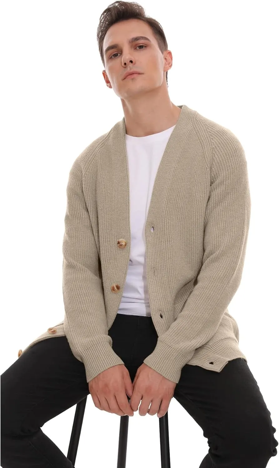 Sailwind Men's Long-Sleeve Cardigan Sweater Soft Cable Knit Sweater for Men