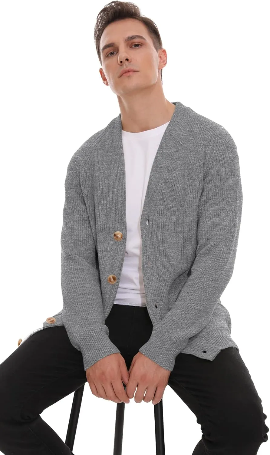 Sailwind Men's Long-Sleeve Cardigan Sweater Soft Cable Knit Sweater for Men