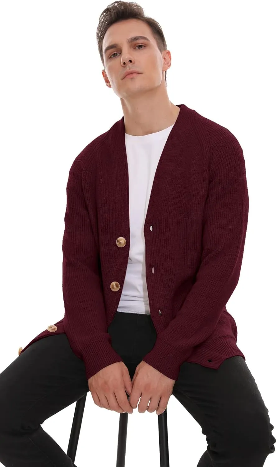 Sailwind Men's Long-Sleeve Cardigan Sweater Soft Cable Knit Sweater for Men