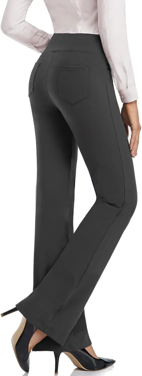 SEVEGO 29"/31"/33"/35" Inseam Women's Bootcut Yoga Dress Pants High Waist Stretch Work Pants Petite, Regular, Long, Tall