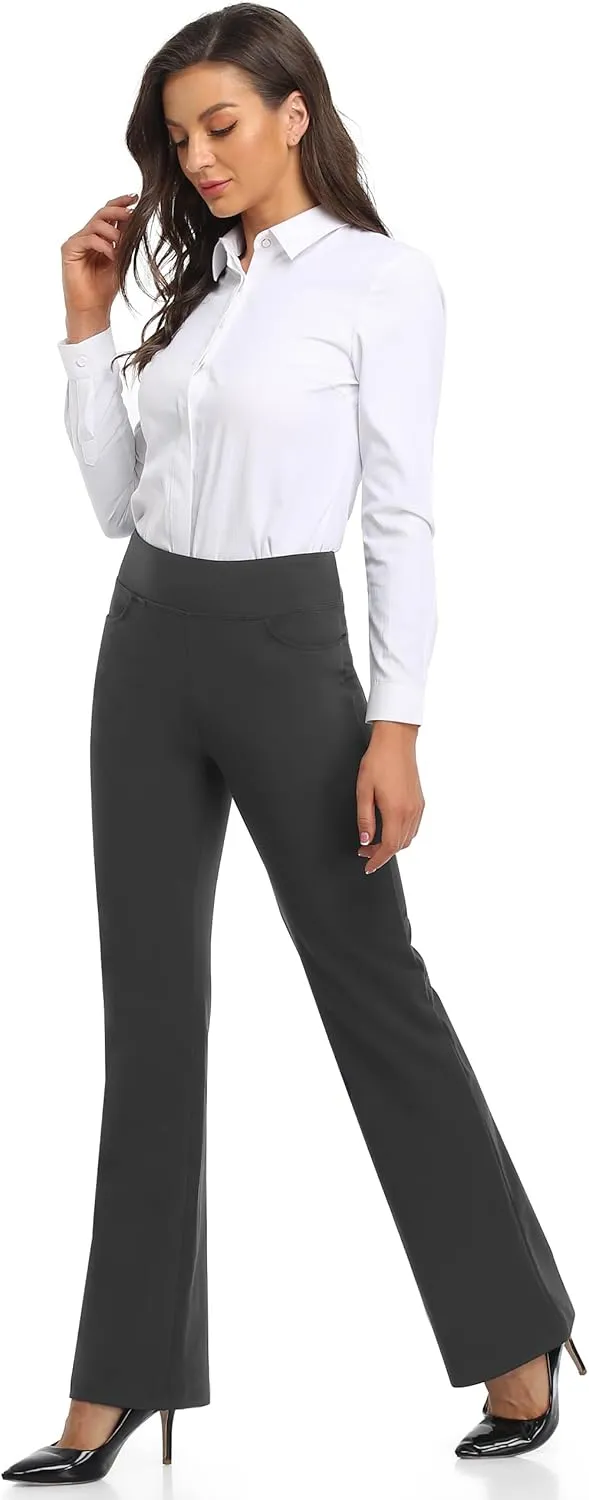 SEVEGO 29"/31"/33"/35" Inseam Women's Bootcut Yoga Dress Pants High Waist Stretch Work Pants Petite, Regular, Long, Tall