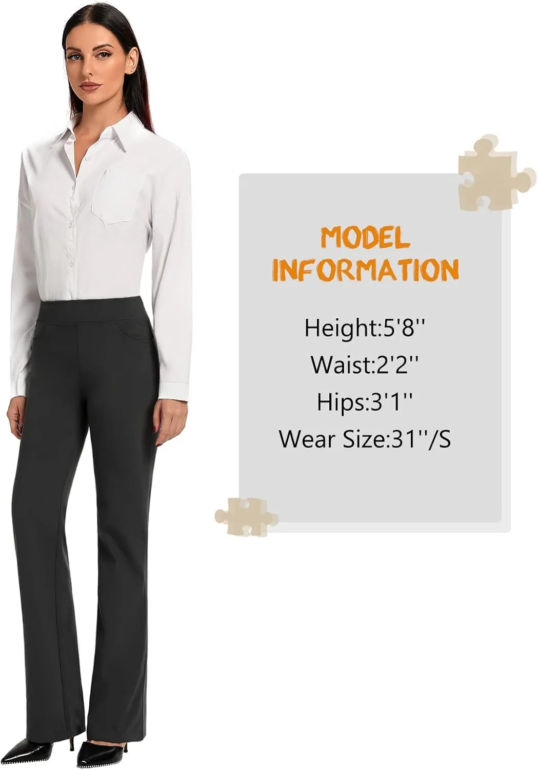 SEVEGO 29"/31"/33"/35" Inseam Women's Bootcut Yoga Dress Pants High Waist Stretch Work Pants Petite, Regular, Long, Tall