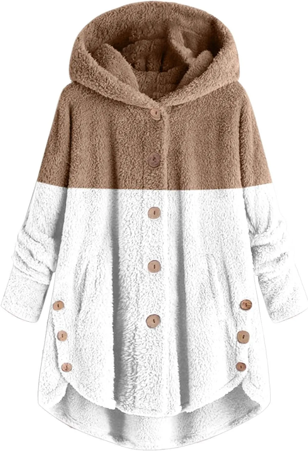 SHAOBGE Front Coat Women's Spliced Button Pocket Split Fashion Casual Long Sleeve Plush Coat Women plus Size Coats