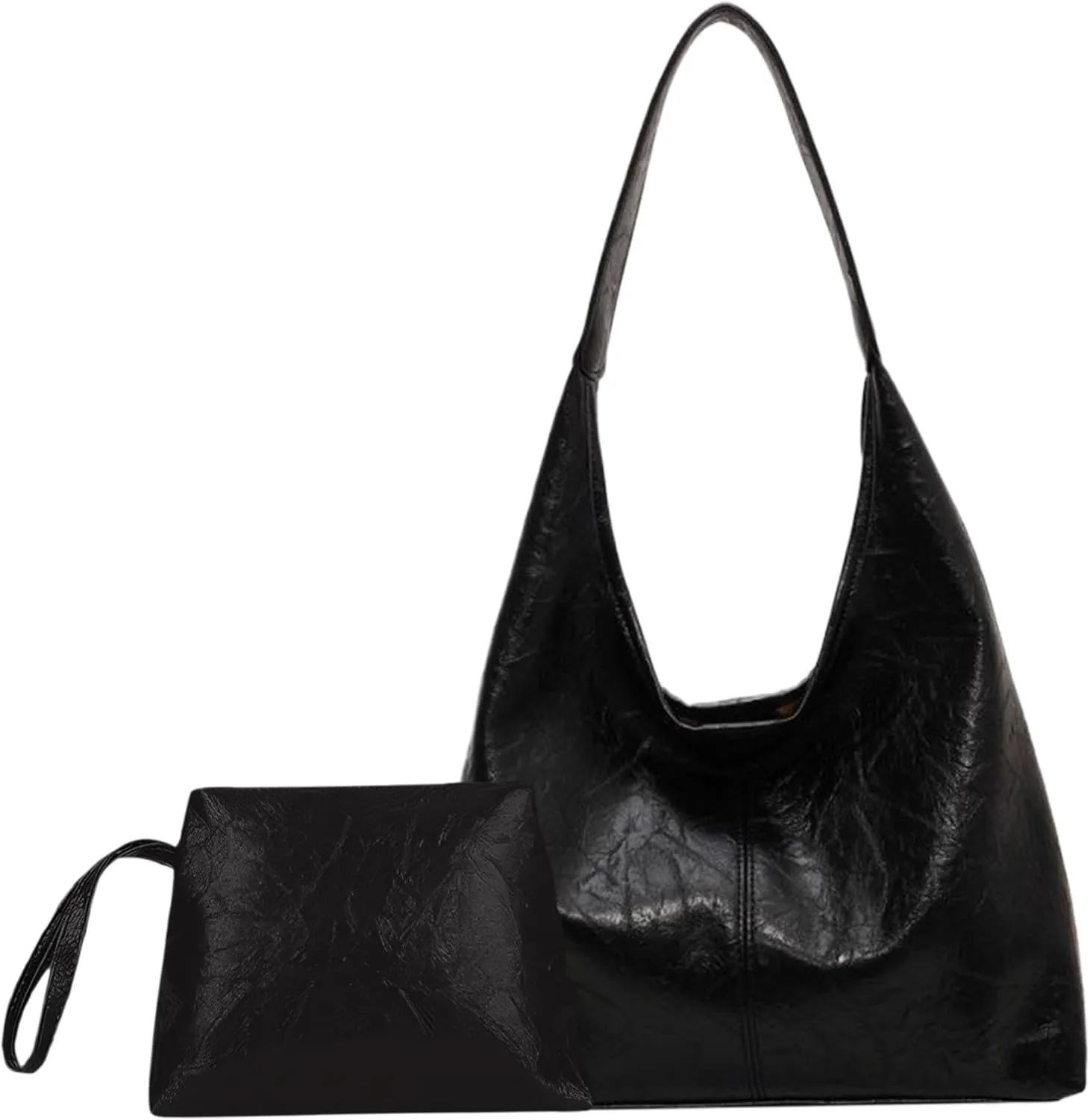 Shoulder Bag for Women Black Large Capacity Leather Tote Bag with Magnetic Clasp Retro & Stylish Easy Matching Bucket Bags for Women Gifts for Women Leather Bag for Women Black Tote Bag Shoulder Ba
