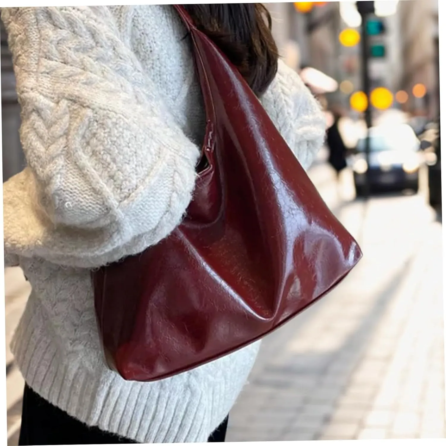 Shoulder Bag for Women Black Large Capacity Leather Tote Bag with Magnetic Clasp Retro & Stylish Easy Matching Bucket Bags for Women Gifts for Women Leather Bag for Women Black Tote Bag Shoulder Ba