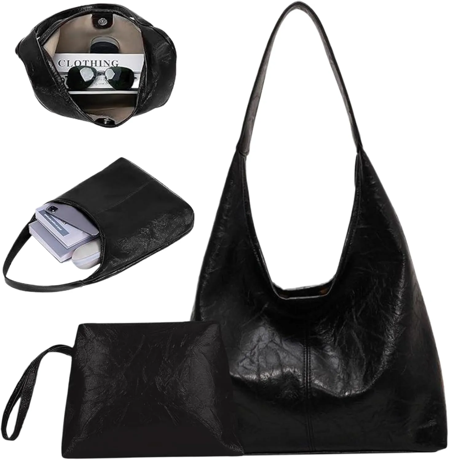 Shoulder Bag for Women Wine Red Large Capacity Leather Tote Bag with Magnetic Clasp Retro & Stylish Easy Matching