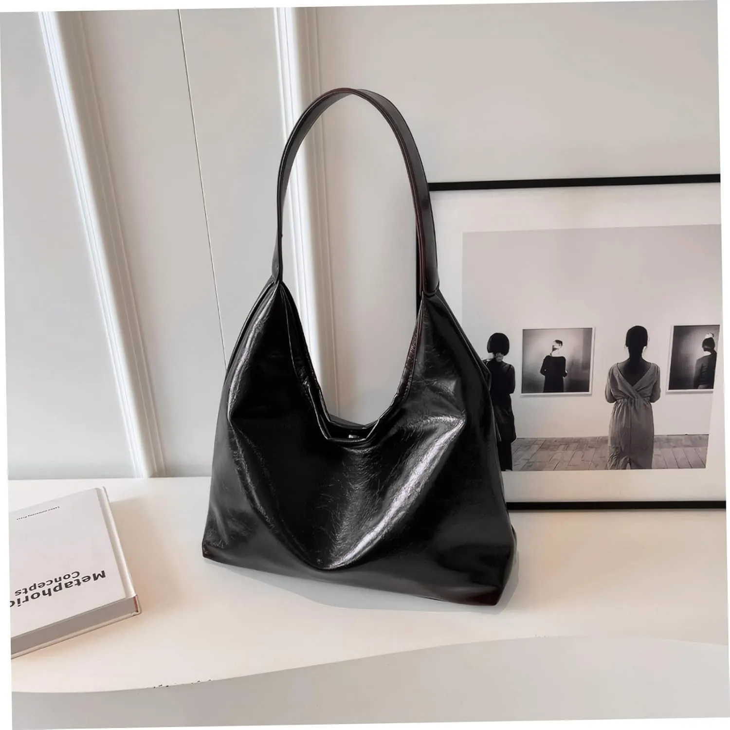 Shoulder Bag for Women Wine Red Large Capacity Leather Tote Bag with Magnetic Clasp Retro & Stylish Easy Matching