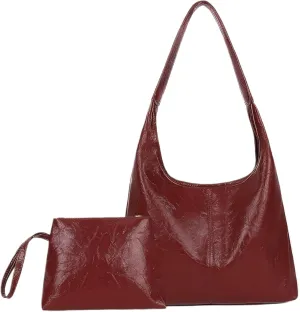 Shoulder Bag for Women Wine Red Large Capacity Leather Tote Bag with Magnetic Clasp Retro & Stylish Easy Matching