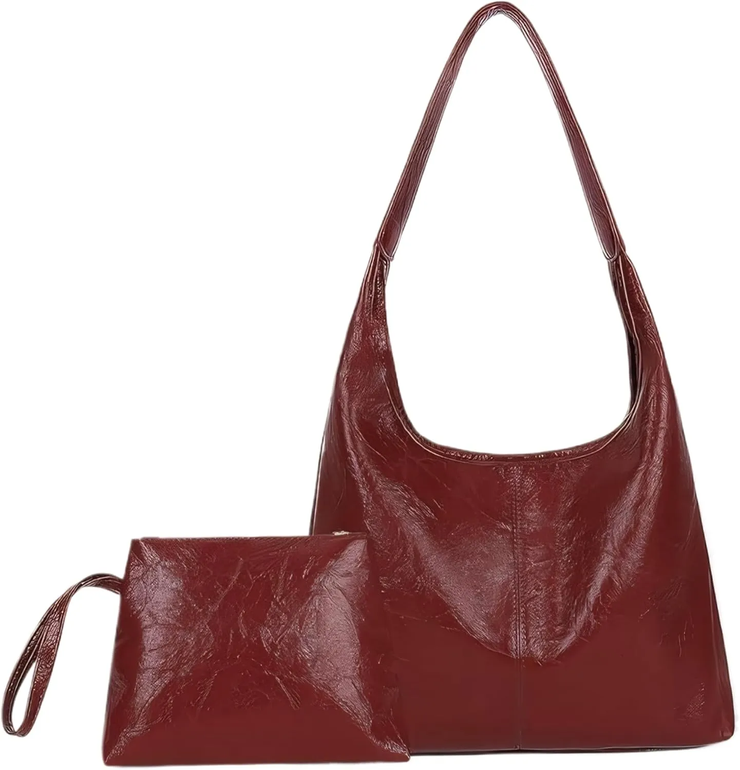Shoulder Bag for Women Wine Red Large Capacity Leather Tote Bag with Magnetic Clasp Retro & Stylish Easy Matching