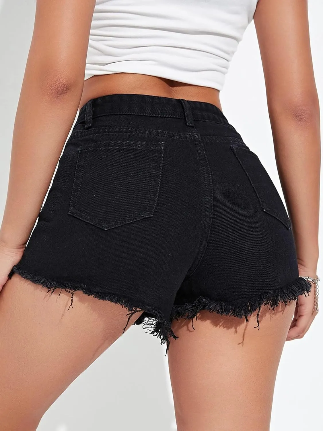 SOLY HUX Women's Distressed Denim Shorts High Waisted Ripped Jean Shorts with Pocket