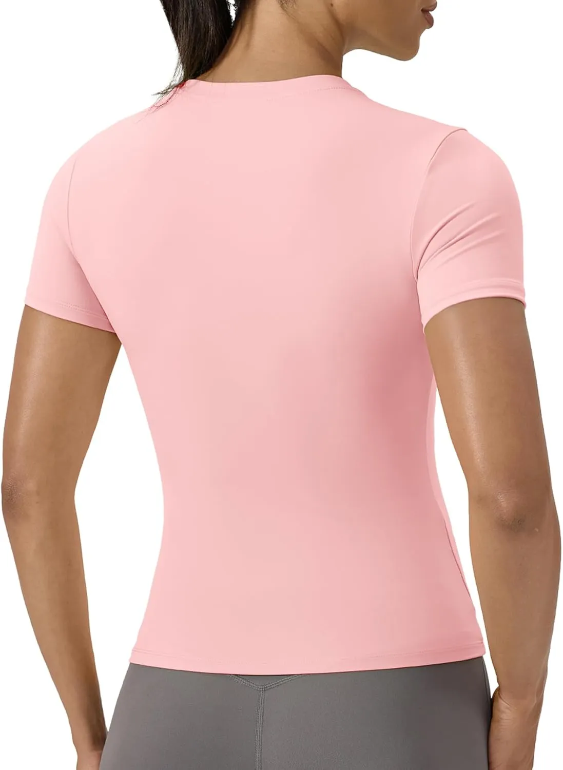 SPVISE Women's Short Sleeve Compression Shirt Workout Tops Cool Dry Running Gym Yoga Shirts Fitted Basic T-Shirt Crewneck