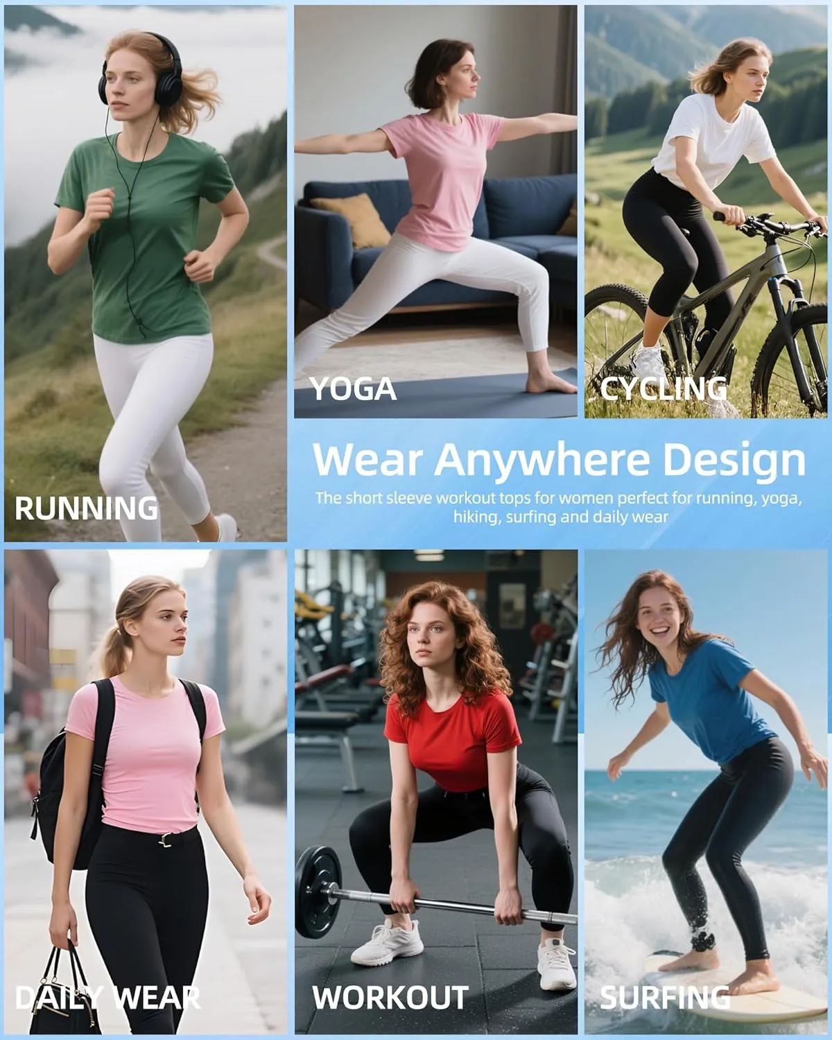 SPVISE Women's Short Sleeve Compression Shirt Workout Tops Cool Dry Running Gym Yoga Shirts Fitted Basic T-Shirt Crewneck