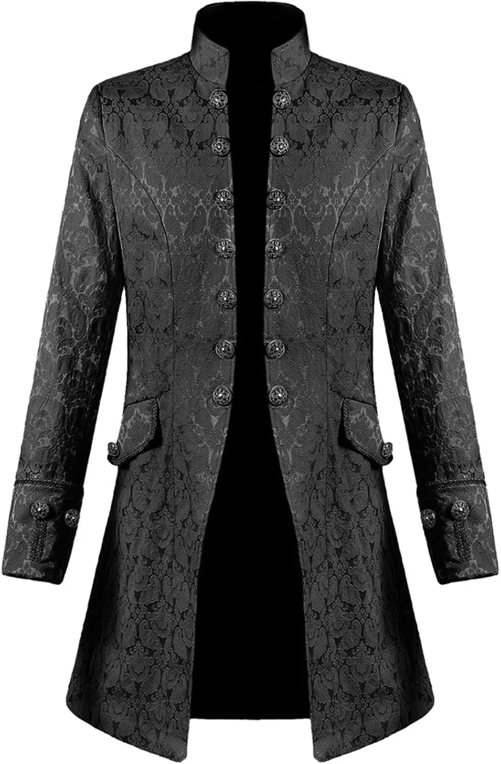 Steampunk Jacket Men Vintage Gothic Tailcoat Victorian Coat Medieval Stand Collar Court Double Breasted Trench Coats