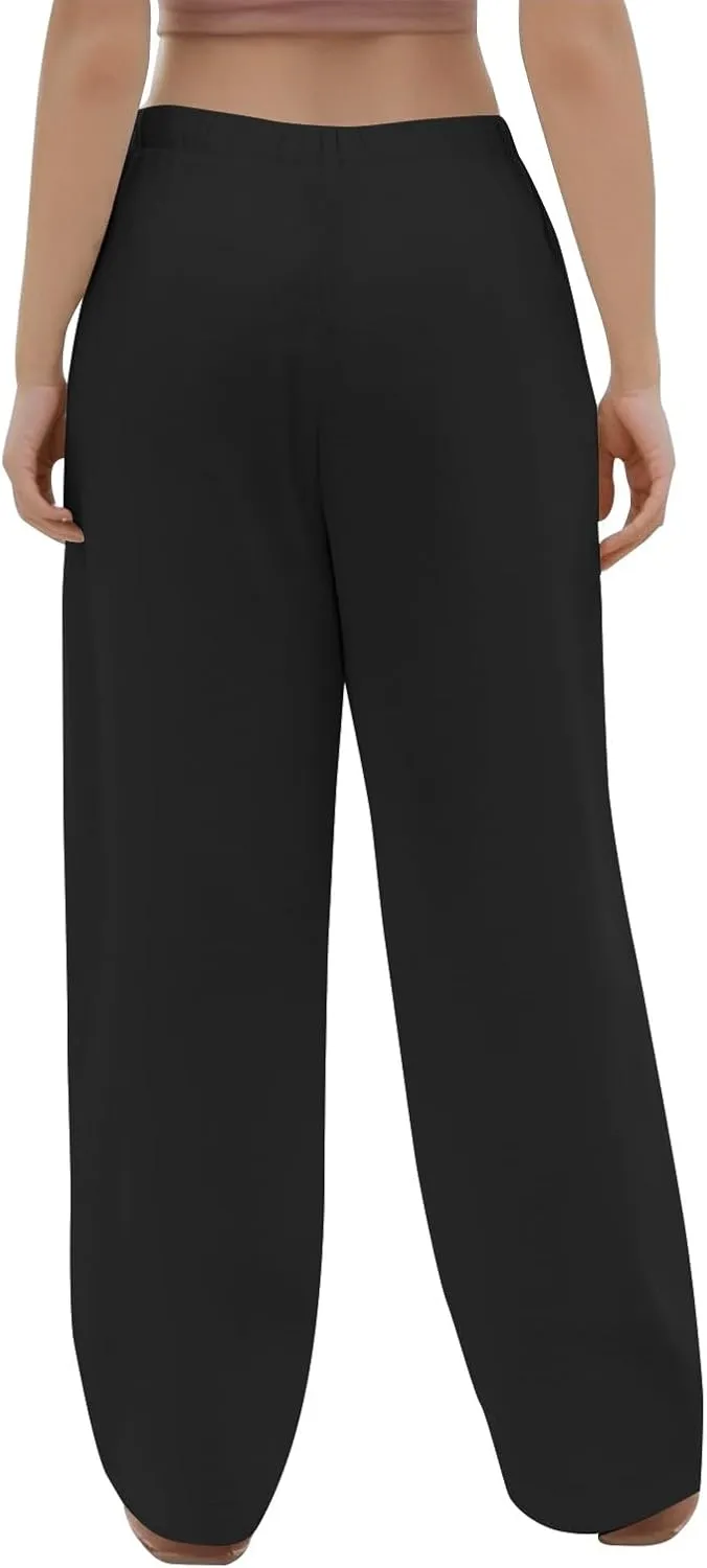 Summer Pants for Women Baggy Linen Elastic 2025 Pants Wide Leg Beach High Waisted with Pocket Solid Outfit Resort Wear