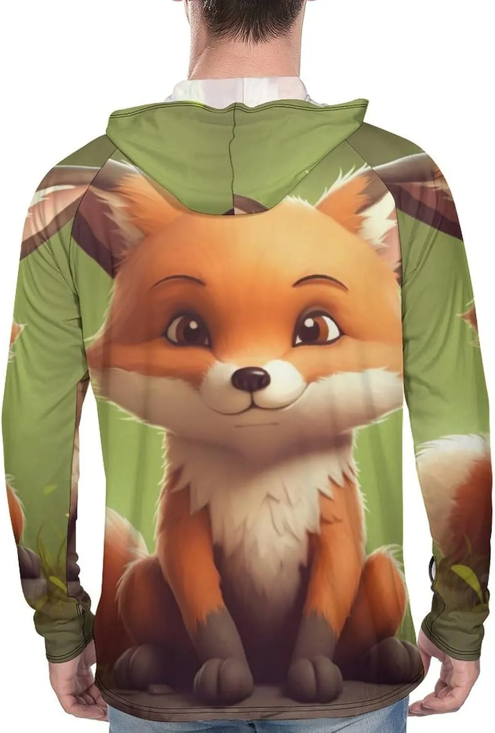 Sun Protection Shirt Long Sleeve Hoodie Cute Little Fox Lightweight Rash Guard Quick Dry Sun Shirt for Outdoor