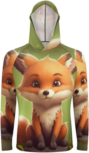 Sun Protection Shirt Long Sleeve Hoodie Cute Little Fox Lightweight Rash Guard Quick Dry Sun Shirt for Outdoor