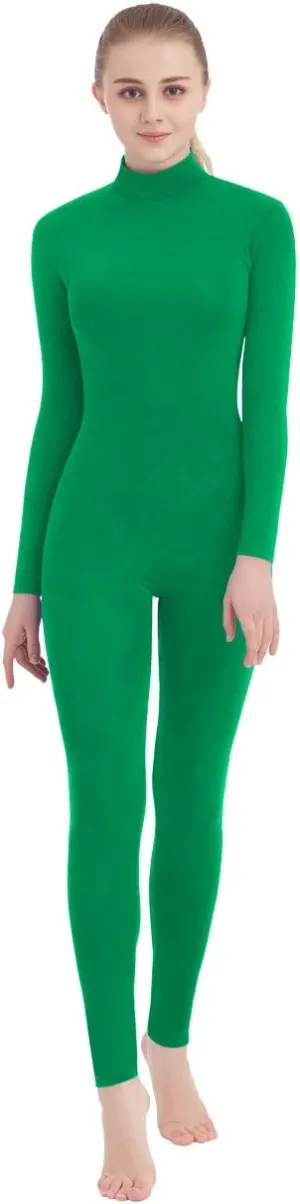 SUPRNOWA Full Body Unitard Turtleneck Spandex Footed/Footless Long Sleeve Unisex