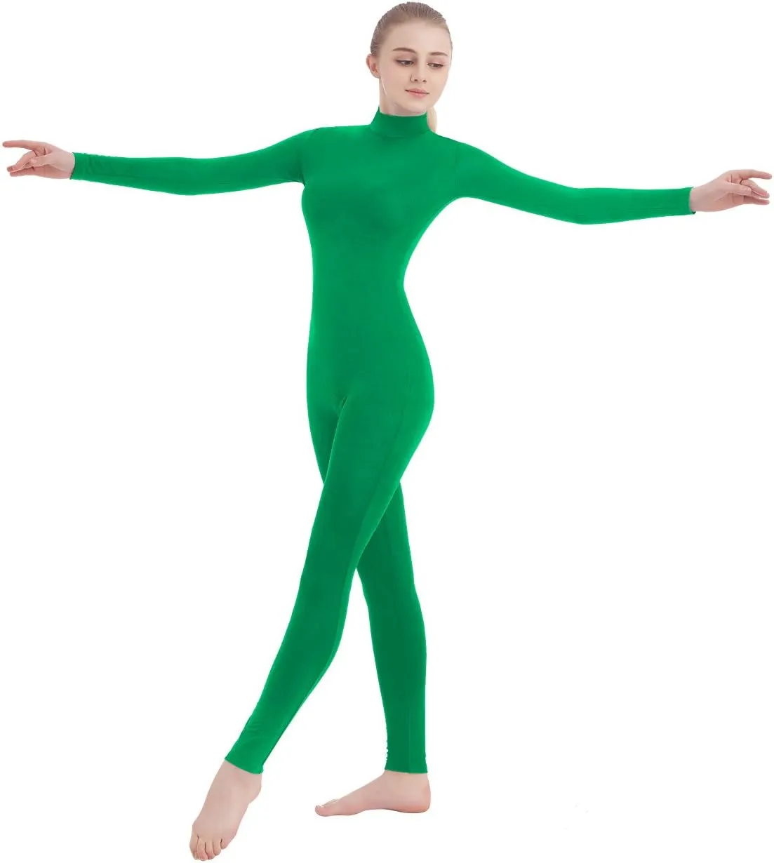 SUPRNOWA Full Body Unitard Turtleneck Spandex Footed/Footless Long Sleeve Unisex