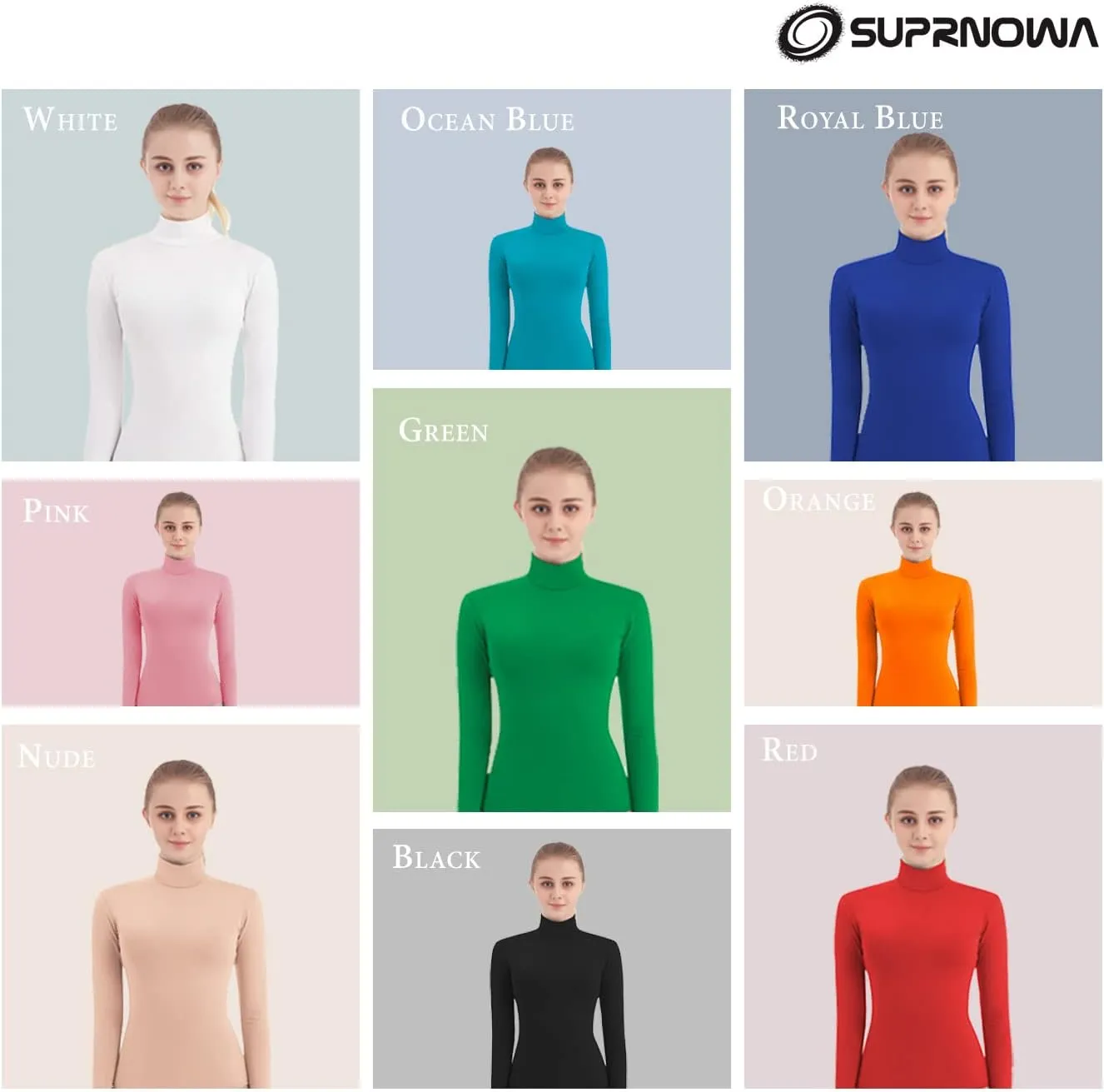 SUPRNOWA Full Body Unitard Turtleneck Spandex Footed/Footless Long Sleeve Unisex