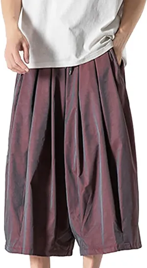 SUWBMHWE Harem Pants Baggy Linen Men Long Shorts Summer Beach Trouser Hippie Lounge Japanese for Graphic Wide-Leg Trousers