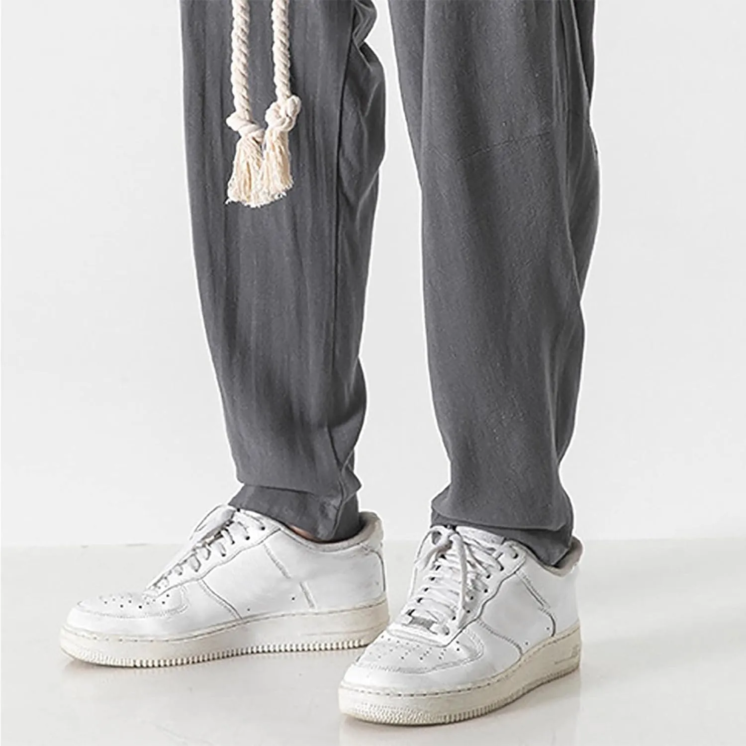 SUWBMHWE Harem Pants Men Mens Everyday Wear Lounge Japanese with Pockets Shorts Summer Beach Linen for Oversized Yoga