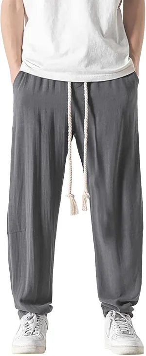 SUWBMHWE Harem Pants Men Mens Everyday Wear Lounge Japanese with Pockets Shorts Summer Beach Linen for Oversized Yoga