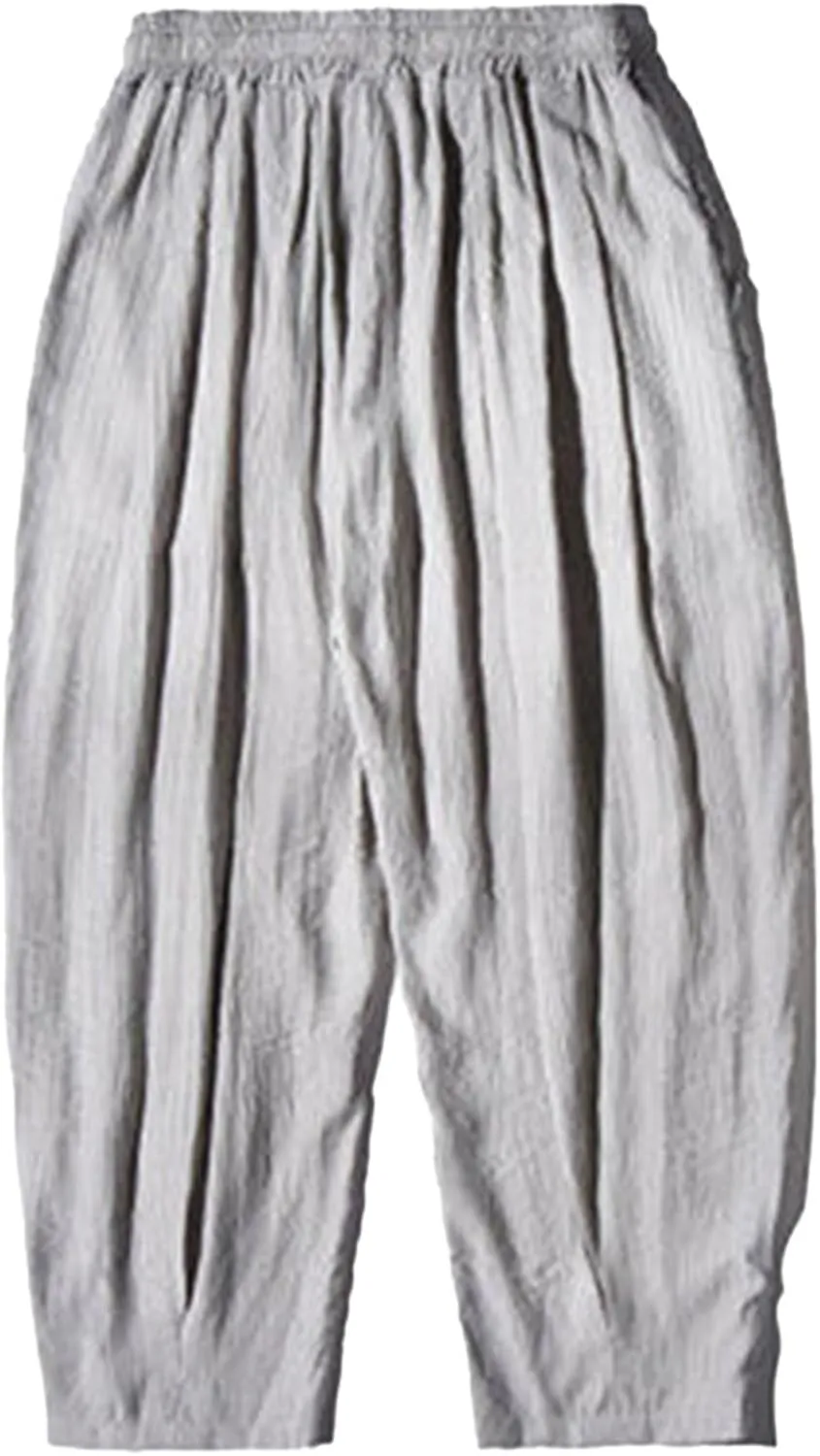 SUWBMHWE Hippie Pants Men Harem Y2k Aesthetic Lounge Men's Linen Summer with Pockets Mens Long Shorts Oversized Trousers