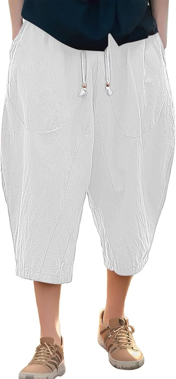 SUWBMHWE Japanese Clothes for Men Linen Harem Pants Beach Casual Comfy Yoga Mens Any Occasion with Pockets Boho Lounge