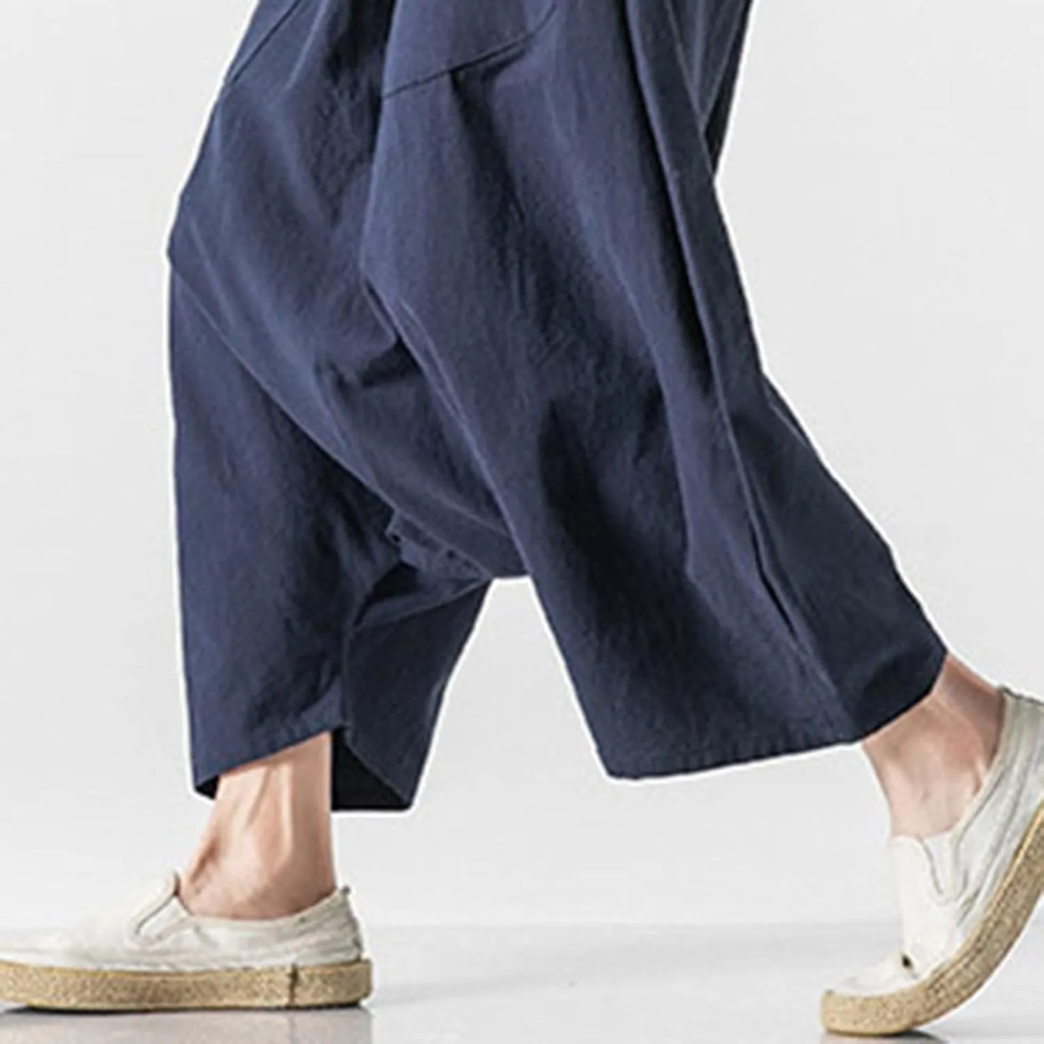 SUWBMHWE Men's Harem Pants Japanese Men Mens Shorts Long Hip Hop Bohemian Cotton Hippie Summer Wear Beach Yoga Toji Lounge