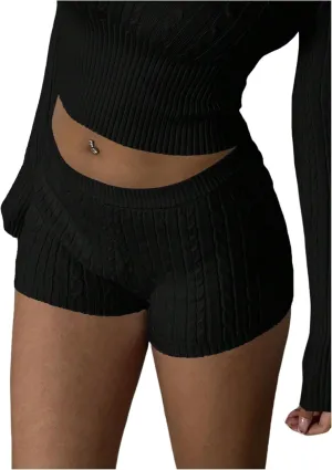 SweatyRocks Women's Low Rise Y2K Ribbed Sweater Shorts Slim Fit Casual Lounge Shorts