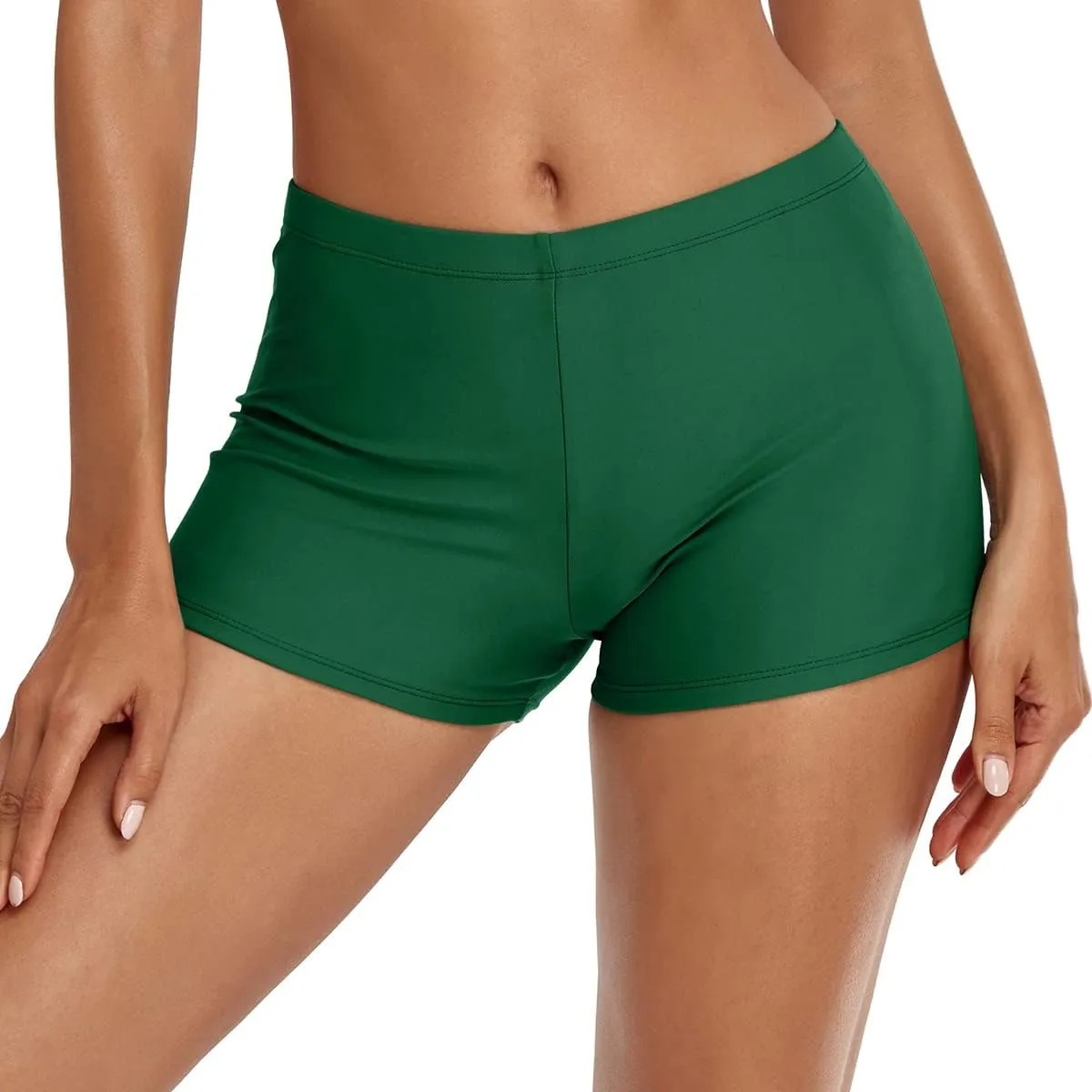 Swim Shorts for Women Stretchy Board Shorts Solid Tankini Bottoms Sport Swimsuit Bottoms