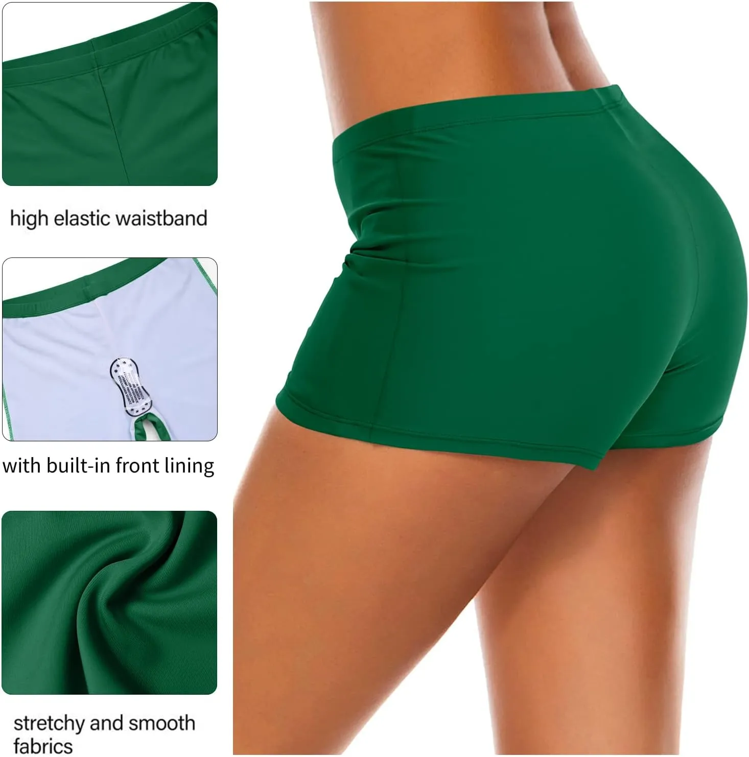 Swim Shorts for Women Stretchy Board Shorts Solid Tankini Bottoms Sport Swimsuit Bottoms
