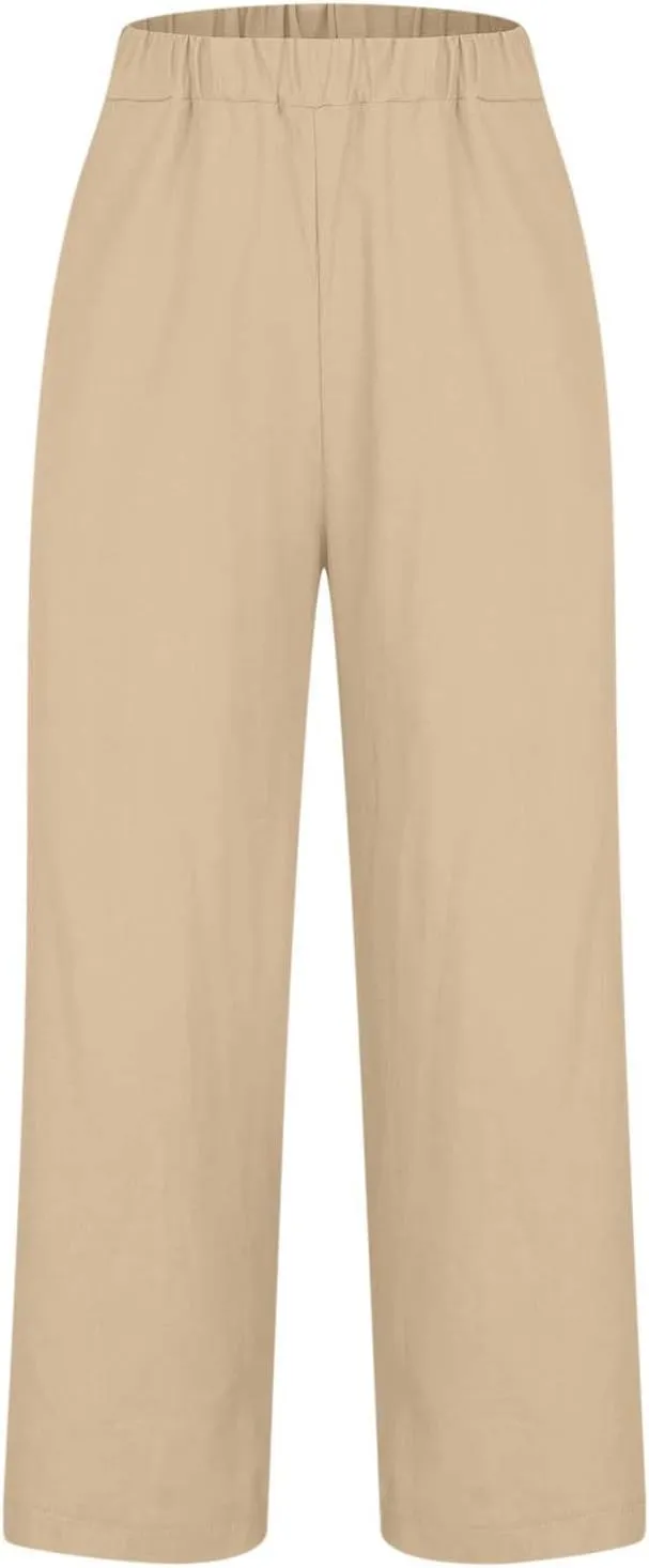 TARIENDY Cotton Linen Pants for Women Loose Fit Summer Casual Trousers Trendy Plus Size Wide Leg Beach Vacation Outfits