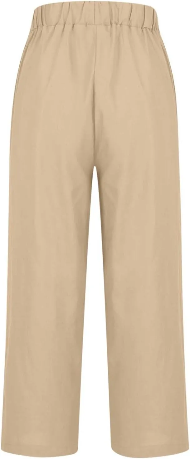 TARIENDY Cotton Linen Pants for Women Loose Fit Summer Casual Trousers Trendy Plus Size Wide Leg Beach Vacation Outfits