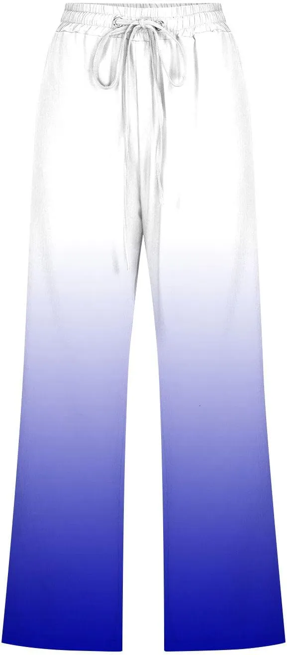 TARIENDY Plus Size Capris for Women Women's high Waist Boho Capris Summer Straight Leg Outfits Elastic Drawstring Pants
