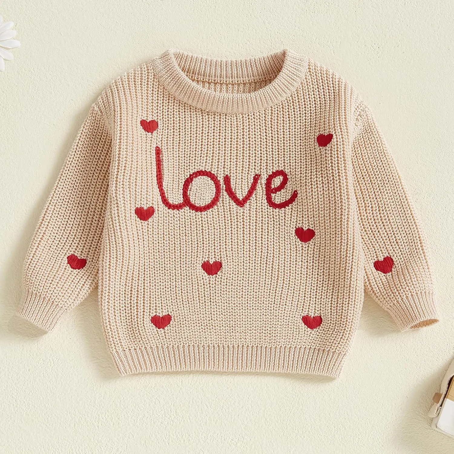 Toddler Baby Boy Girl Heart Knit Sweater Kids Infant Newborn Outfit