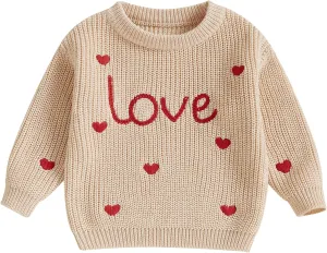 Toddler Baby Boy Girl Heart Knit Sweater Kids Infant Newborn Outfit