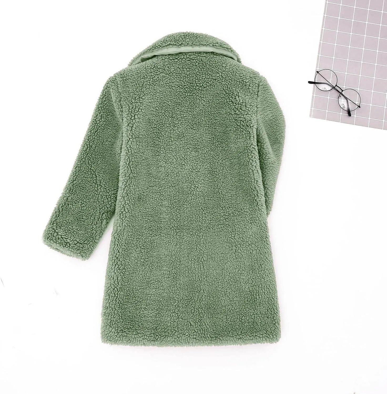 Toddler Baby Girls Duffle Overcoat Winter Fleece Sherpa Jacket Windproof Thick Cardigan Trench Lapel Parka Coat for Kids