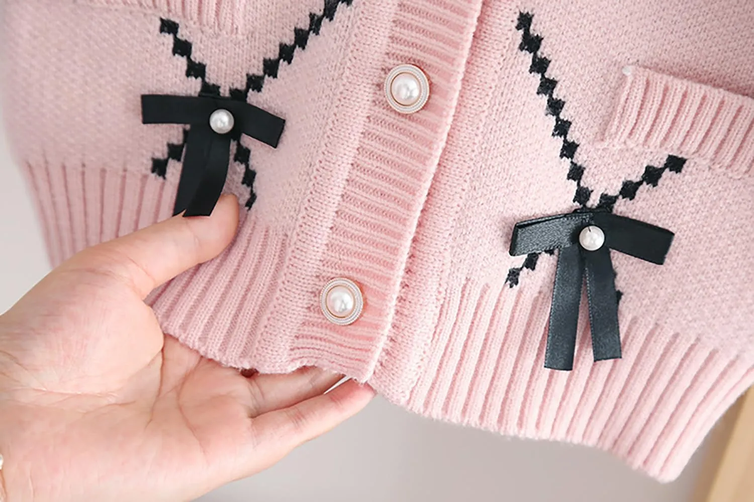Toddler Girls Cardigan Sweater Button Knit Sweater Kids Bowknot Size 2-7T
