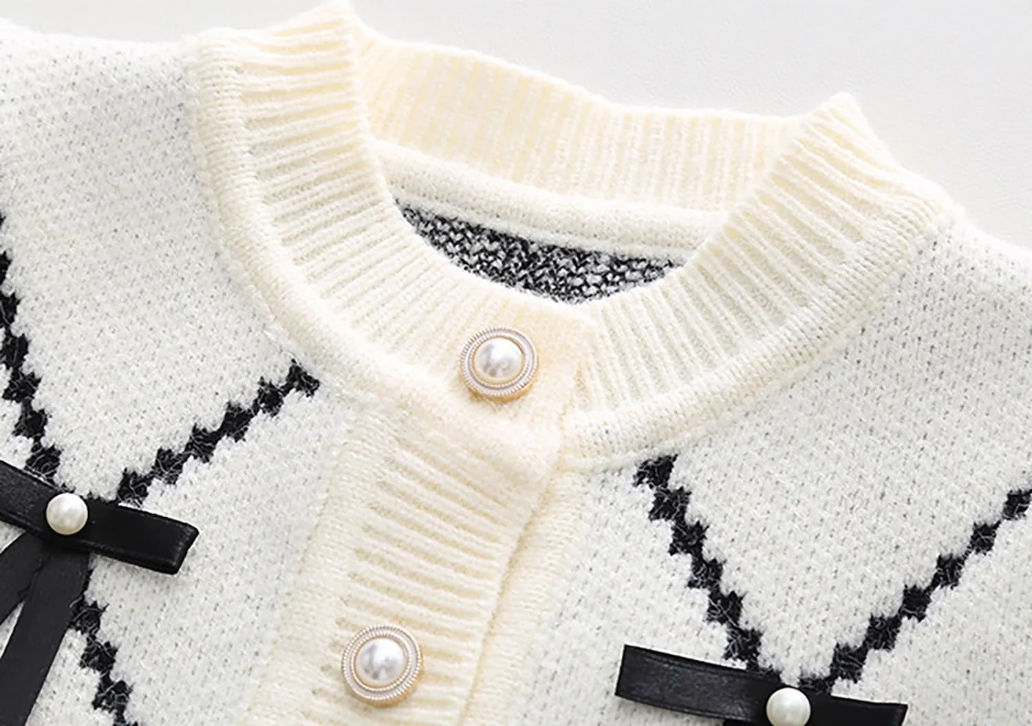 Toddler Girls Cardigan Sweater Button Knit Sweater Kids Bowknot Size 2-7T