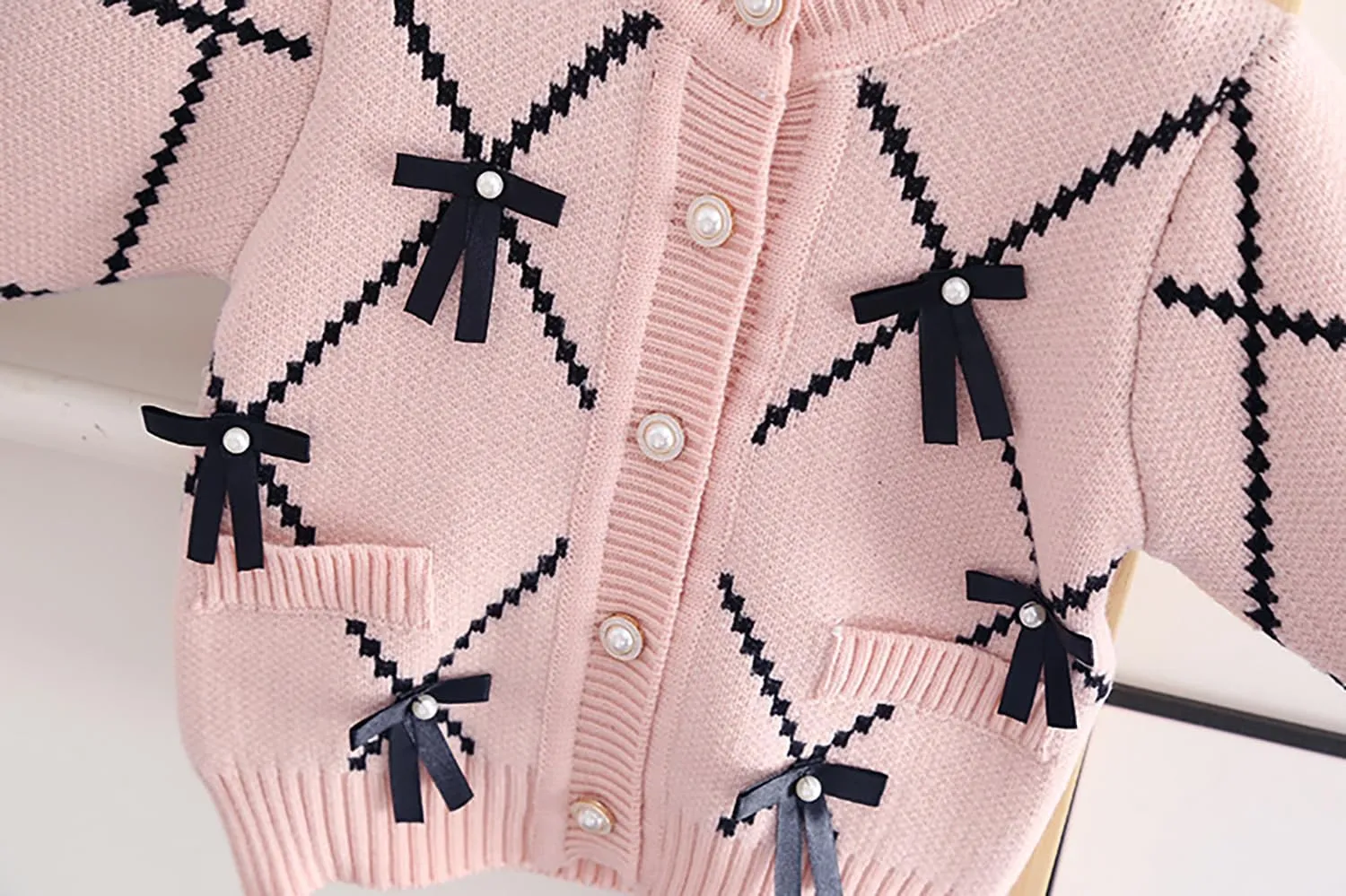 Toddler Girls Cardigan Sweater Button Knit Sweater Kids Bowknot Size 2-7T