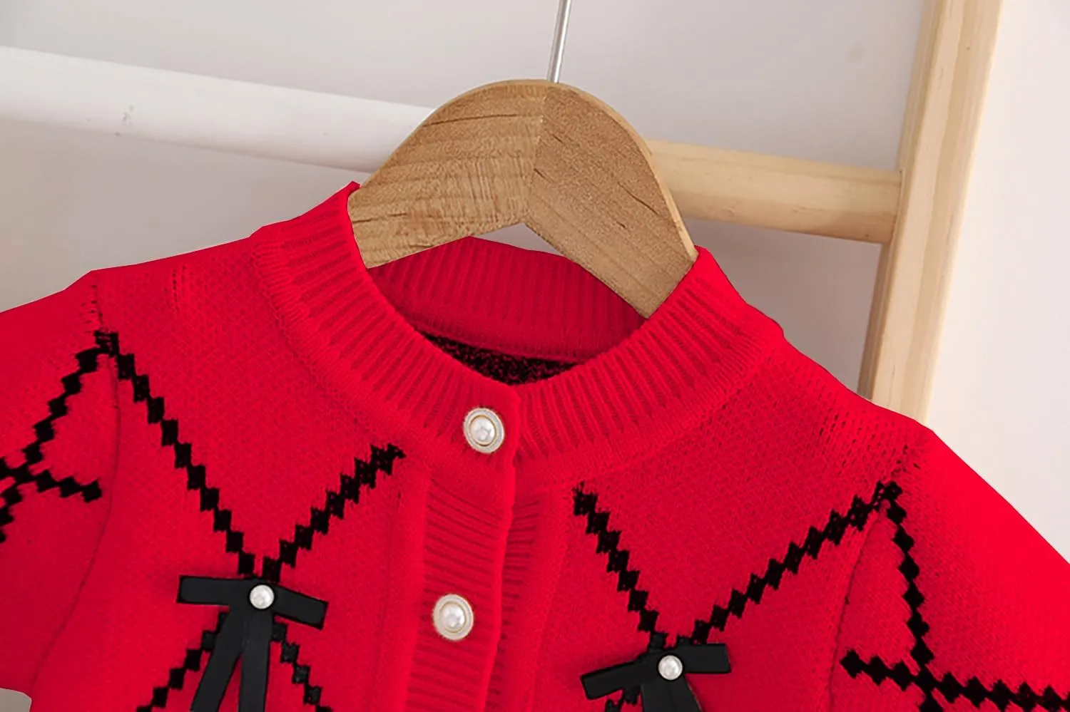 Toddler Girls Cardigan Sweater Button Knit Sweater Kids Bowknot Size 2-7T