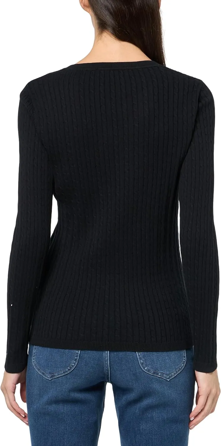 Tommy Hilfiger womens Cotton Vneck Cable Lightweight Sweater
