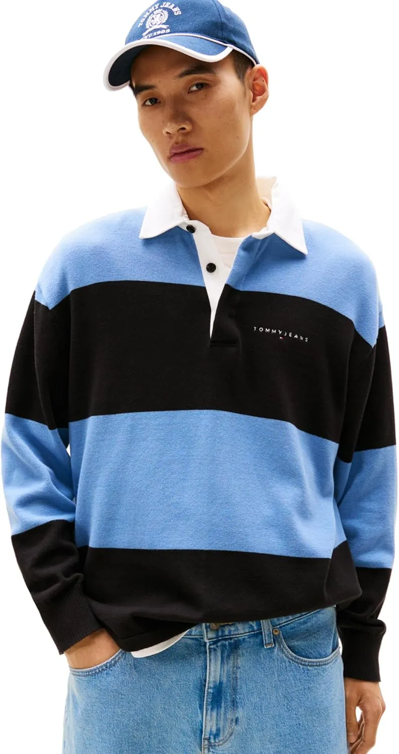 Tommy Jeans Men's Striped Rugby Sweater Polo Shirt