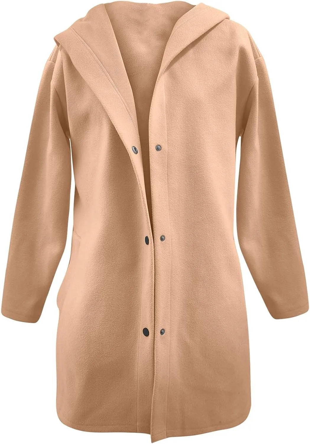 Trench Coat Women Dressy Casual Single Breasted Anoraks Hooded Jacket Lapel Neck Long Sleeve Coat Fall Winter Outwear
