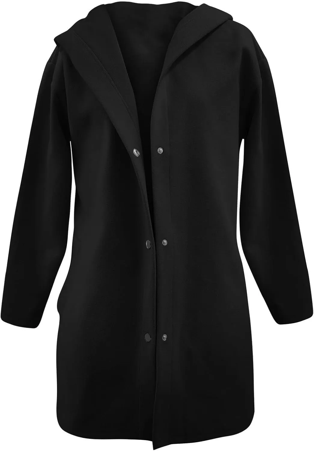 Trench Coat Women Dressy Casual Single Breasted Anoraks Hooded Jacket Lapel Neck Long Sleeve Coat Fall Winter Outwear